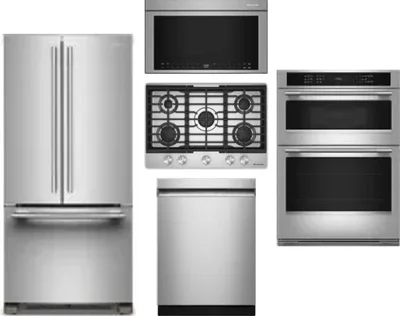 5 Piece Package Includes Refrigerator, Cooktop, Wall Oven, Microwave And Dishwasher