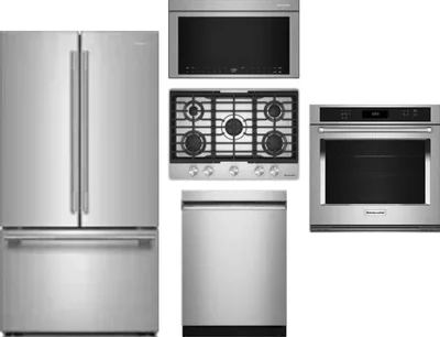5 Piece Package Includes Refrigerator, Cooktop, Wall Oven, Microwave And Dishwasher