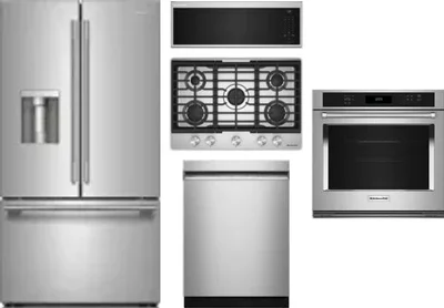 5 Piece Package Includes Refrigerator, Cooktop, Wall Oven, Microwave And Dishwasher