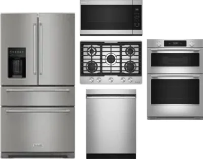 5 Piece Package Includes Refrigerator, Cooktop, Wall Oven, Microwave And Dishwasher