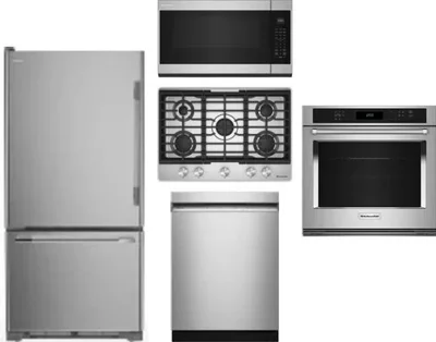5 Piece Package Includes Refrigerator, Cooktop, Wall Oven, Microwave And Dishwasher