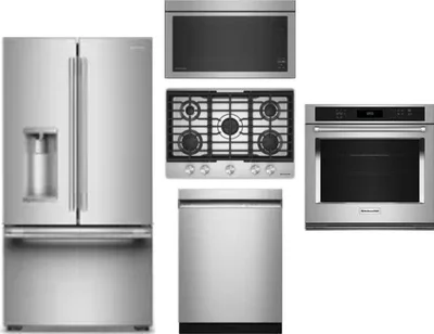 5 Piece Package Includes Refrigerator, Cooktop, Wall Oven, Microwave And Dishwasher