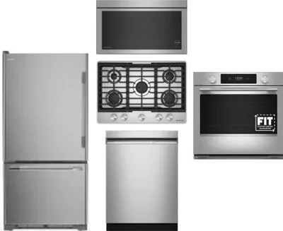 5 Piece Package Includes Refrigerator, Cooktop, Wall Oven, Microwave And Dishwasher