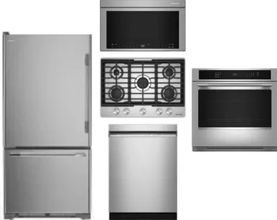 5 Piece Package Includes Refrigerator, Cooktop, Wall Oven, Microwave And Dishwasher