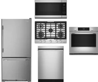 5 Piece Package Includes Refrigerator, Cooktop, Wall Oven, Microwave And Dishwasher
