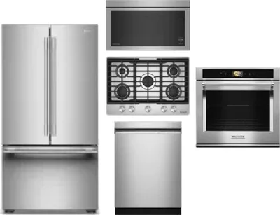 5 Piece Package Includes Refrigerator, Cooktop, Wall Oven, Microwave And Dishwasher