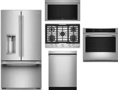 5 Piece Package Includes Refrigerator, Cooktop, Wall Oven, Microwave And Dishwasher
