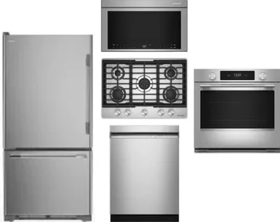 5 Piece Package Includes Refrigerator, Cooktop, Wall Oven, Microwave And Dishwasher