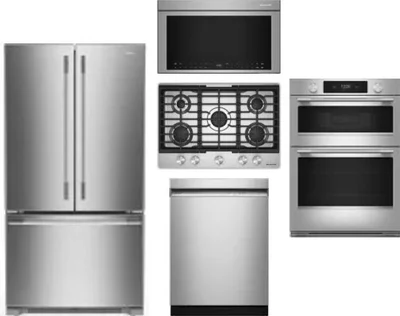 5 Piece Package Includes Refrigerator, Cooktop, Wall Oven, Microwave And Dishwasher