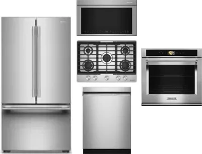 5 Piece Package Includes Refrigerator, Cooktop, Wall Oven, Microwave And Dishwasher
