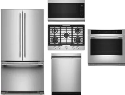 5 Piece Package Includes Refrigerator, Cooktop, Wall Oven, Microwave And Dishwasher