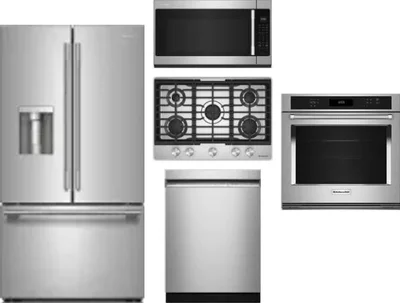 5 Piece Package Includes Refrigerator, Cooktop, Wall Oven, Microwave And Dishwasher