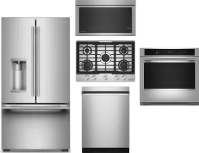 5 Piece Package Includes Refrigerator, Cooktop, Wall Oven, Microwave And Dishwasher