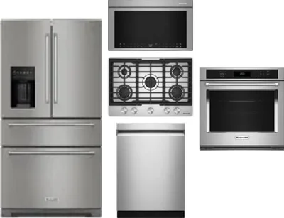 5 Piece Package Includes Refrigerator, Cooktop, Wall Oven, Microwave And Dishwasher