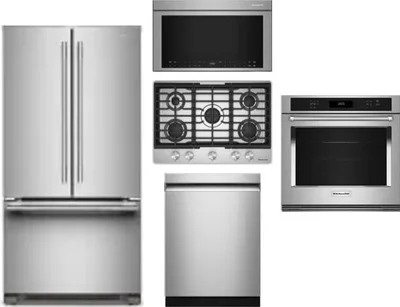 5 Piece Package Includes Refrigerator, Cooktop, Wall Oven, Microwave And Dishwasher