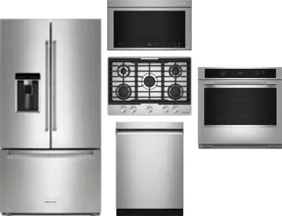 5 Piece Package Includes Refrigerator, Cooktop, Wall Oven, Microwave And Dishwasher