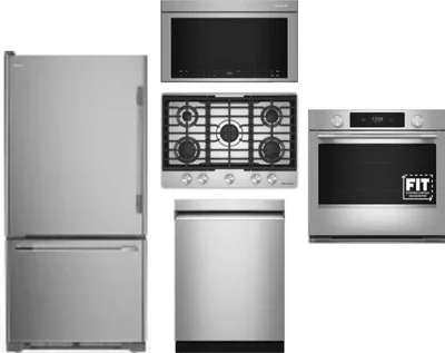 5 Piece Package Includes Refrigerator, Cooktop, Wall Oven, Microwave And Dishwasher
