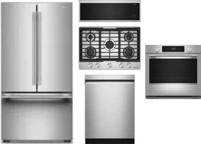 5 Piece Package Includes Refrigerator, Cooktop, Wall Oven, Microwave And Dishwasher