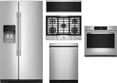 5 Piece Package Includes Refrigerator, Cooktop, Wall Oven, Microwave And Dishwasher