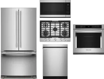5 Piece Package Includes Refrigerator, Cooktop, Wall Oven, Microwave And Dishwasher