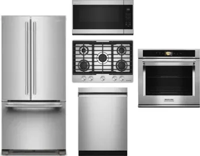 5 Piece Package Includes Refrigerator, Cooktop, Wall Oven, Microwave And Dishwasher