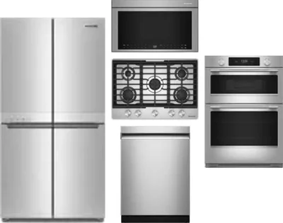 5 Piece Package Includes Refrigerator, Cooktop, Wall Oven, Microwave And Dishwasher