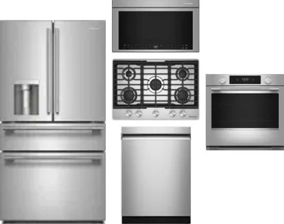 5 Piece Package Includes Refrigerator, Cooktop, Wall Oven, Microwave And Dishwasher