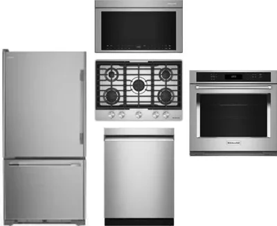 5 Piece Package Includes Refrigerator, Cooktop, Wall Oven, Microwave And Dishwasher