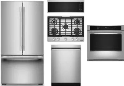 5 Piece Package Includes Refrigerator, Cooktop, Wall Oven, Microwave And Dishwasher