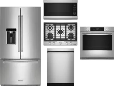5 Piece Package Includes Refrigerator, Cooktop, Wall Oven, Microwave And Dishwasher