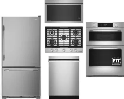 5 Piece Package Includes Refrigerator, Cooktop, Wall Oven, Microwave And Dishwasher