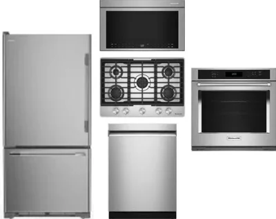 5 Piece Package Includes Refrigerator, Cooktop, Wall Oven, Microwave And Dishwasher