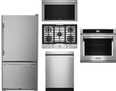 5 Piece Package Includes Refrigerator, Cooktop, Wall Oven, Microwave And Dishwasher