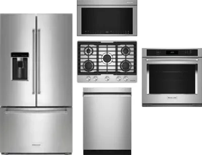 5 Piece Package Includes Refrigerator, Cooktop, Wall Oven, Microwave And Dishwasher