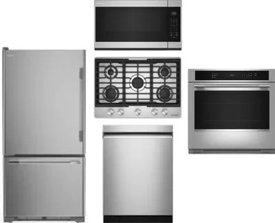 5 Piece Package Includes Refrigerator, Cooktop, Wall Oven, Microwave And Dishwasher