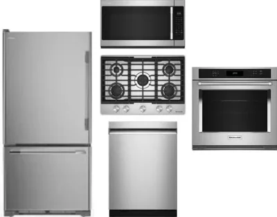 5 Piece Package Includes Refrigerator, Cooktop, Wall Oven, Microwave And Dishwasher