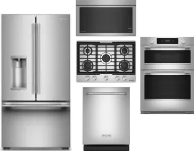 5 Piece Package Includes Refrigerator, Cooktop, Wall Oven, Microwave And Dishwasher