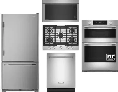 5 Piece Package Includes Refrigerator, Cooktop, Wall Oven, Microwave And Dishwasher