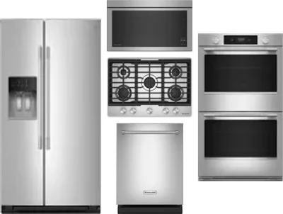 5 Piece Package Includes Refrigerator, Cooktop, Wall Oven, Microwave And Dishwasher