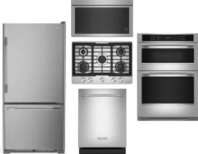 5 Piece Package Includes Refrigerator, Cooktop, Wall Oven, Microwave And Dishwasher