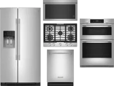 5 Piece Package Includes Refrigerator, Cooktop, Wall Oven, Microwave And Dishwasher