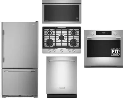 5 Piece Package Includes Refrigerator, Cooktop, Wall Oven, Microwave And Dishwasher