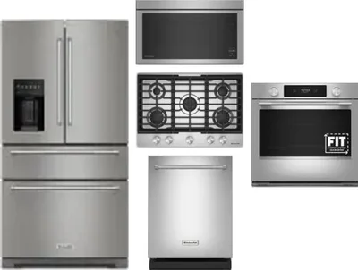 5 Piece Package Includes Refrigerator, Cooktop, Wall Oven, Microwave And Dishwasher