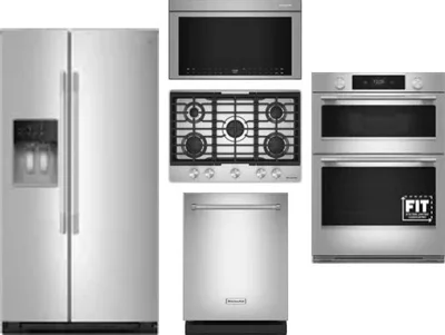 5 Piece Package Includes Refrigerator, Cooktop, Wall Oven, Microwave And Dishwasher