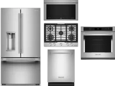 5 Piece Package Includes Refrigerator, Cooktop, Wall Oven, Microwave And Dishwasher