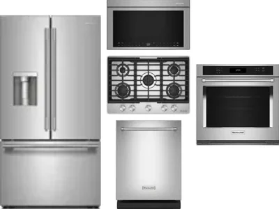 5 Piece Package Includes Refrigerator, Cooktop, Wall Oven, Microwave And Dishwasher
