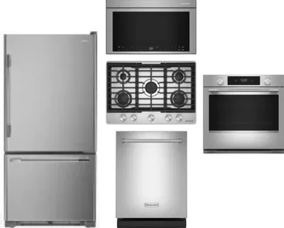 5 Piece Package Includes Refrigerator, Cooktop, Wall Oven, Microwave And Dishwasher