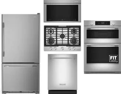5 Piece Package Includes Refrigerator, Cooktop, Wall Oven, Microwave And Dishwasher