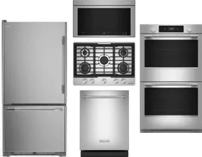 5 Piece Package Includes Refrigerator, Cooktop, Wall Oven, Microwave And Dishwasher