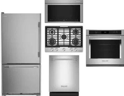 5 Piece Package Includes Refrigerator, Cooktop, Wall Oven, Microwave And Dishwasher